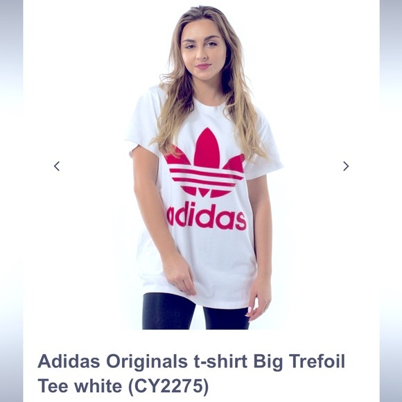 adidas Tops - Adidas Originals White T-Shirt with Red Trefoil Logo